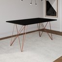 Ver imagem 1 de Mesa de Madeira Trama Base Cobre com Tampo Preto 140x80 - Asturias