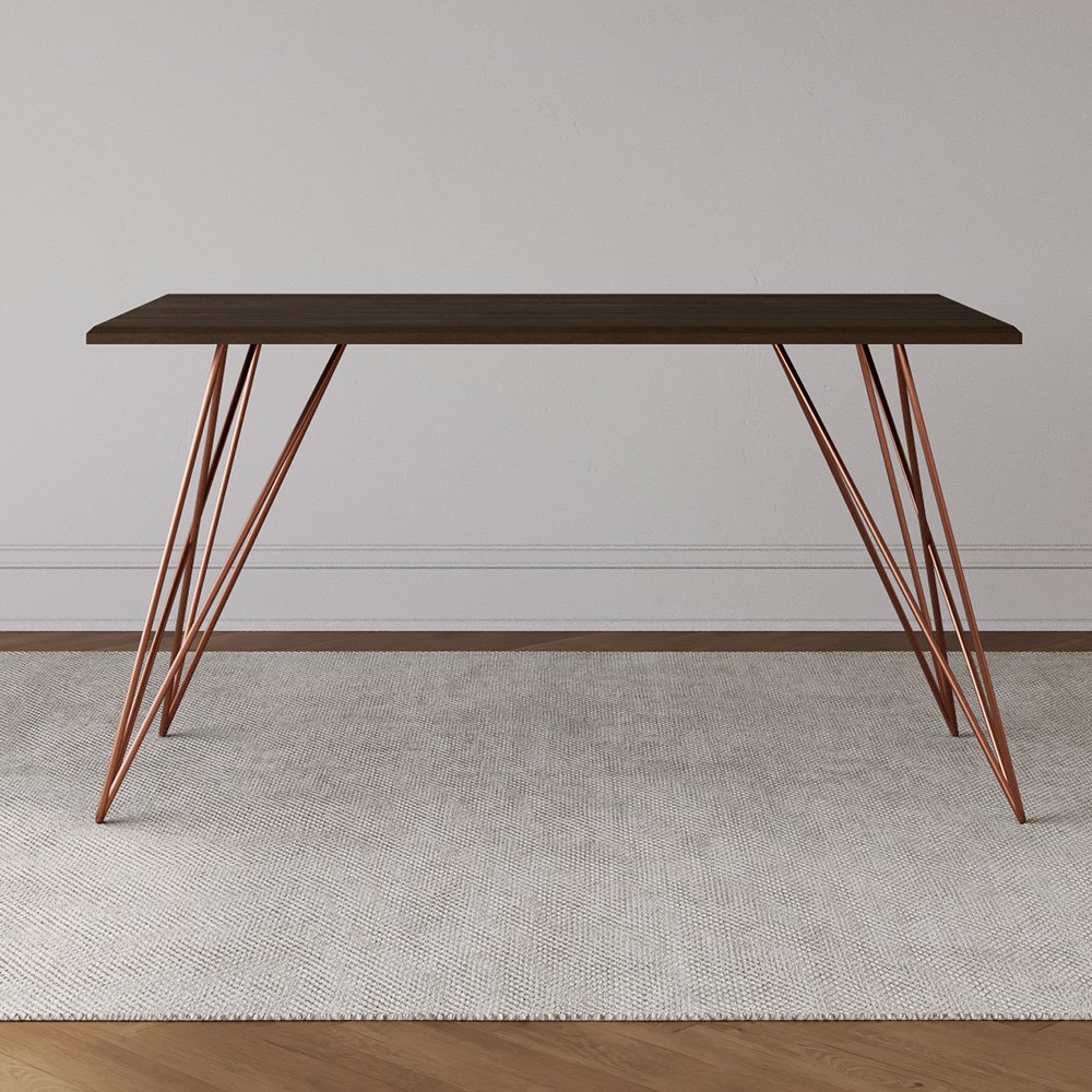 Mesa de Madeira Trama Base Cobre com Tampo Amêndoa 140x80 - Asturias - 2