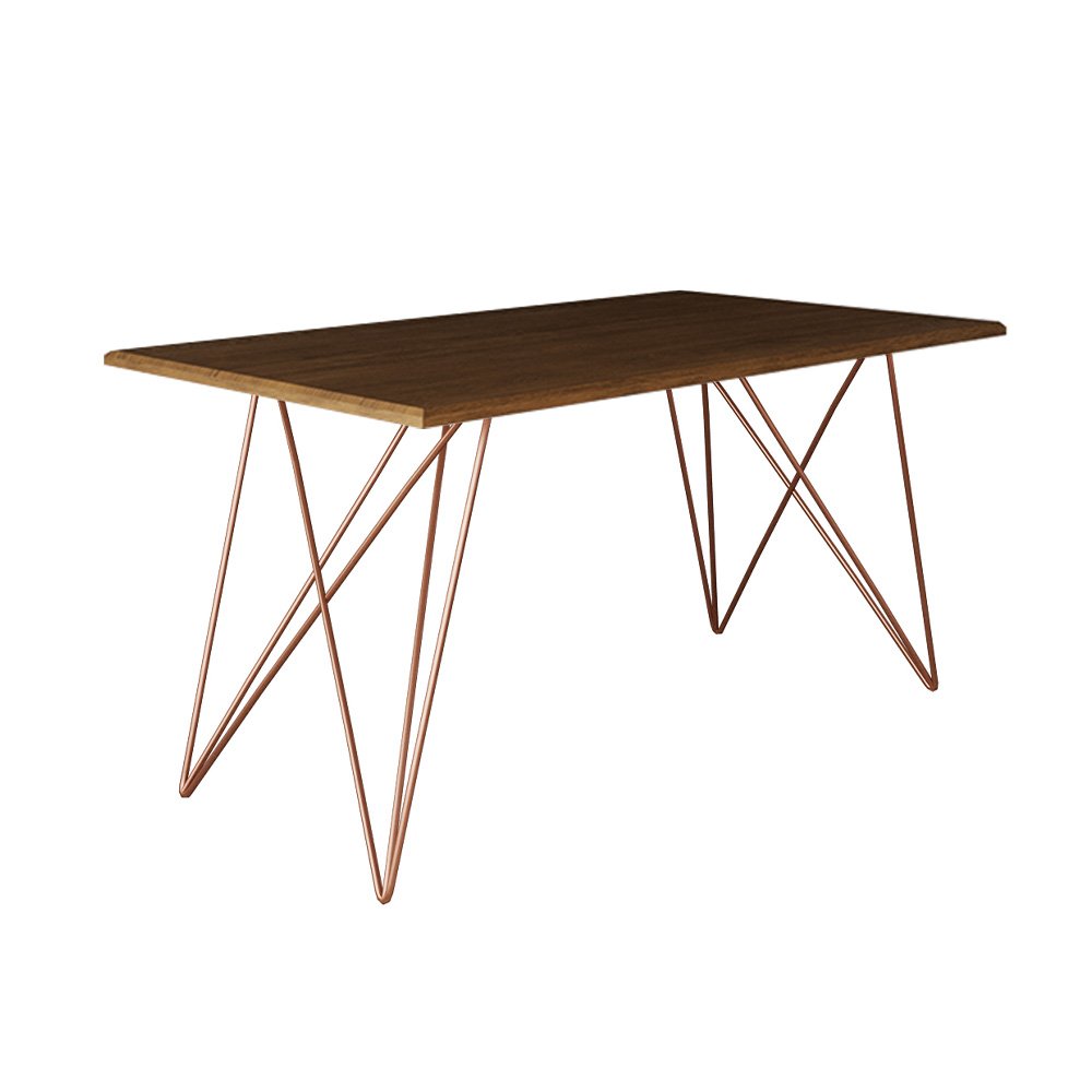 Mesa de Jantar Trama Plus Base Cobre com Tampo Amêndoa 150x90 - Asturias - 3