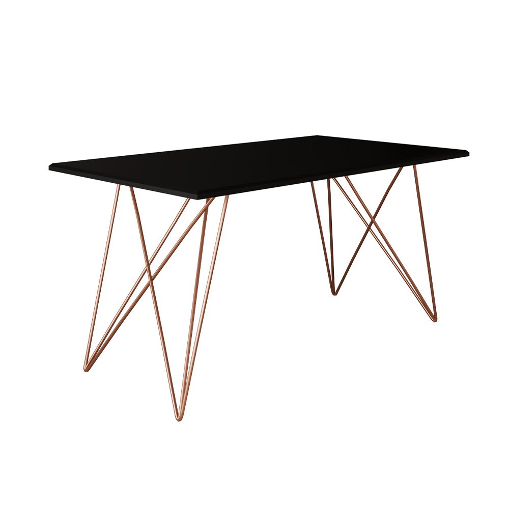 Mesa de Jantar Trama Plus Base Cobre com Tampo Preto 150x90 - Asturias - 3