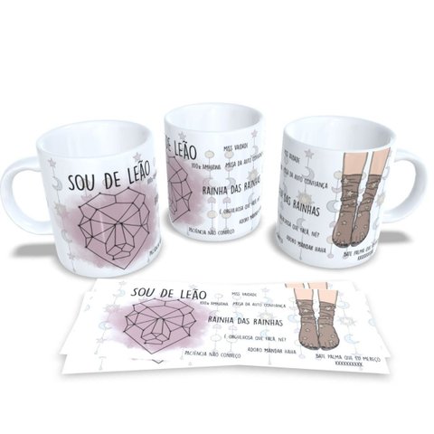 Caneca de Porcelana Signos do Zodíaco, Astrologia, Horóscopo Leão