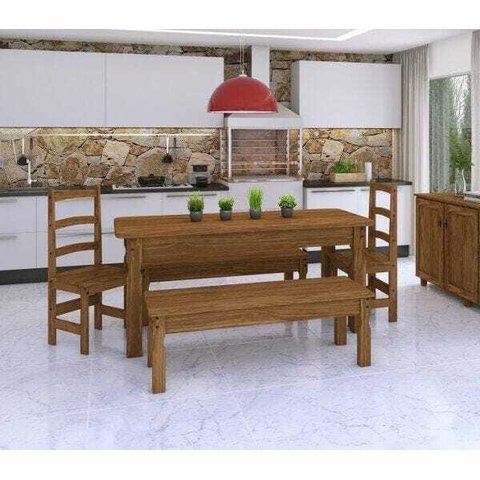 Conjunto Gourmet Mesa 1,60 com 2 Bancos e 2 Cadeiras Kasper - Chocolate