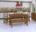 Ver imagem 1 de Conjunto Gourmet Mesa 1,60 com 2 Bancos e 2 Cadeiras Kasper - Chocolate