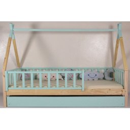 Bicama Infantil Solteirão Cabana Colorida Madeira Maciça Pinus Grade Vertical - 1