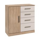 Ver imagem 2 de Cômoda Sapateira 1 Porta 4 Gavetas para Quarto com Corrediças Telescópicas Puxadores Modernos