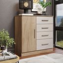 Ver imagem 1 de Cômoda Sapateira 1 Porta 4 Gavetas para Quarto com Corrediças Telescópicas Puxadores Modernos