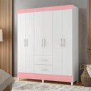 Ver imagem 1 de Guarda Roupa 6 Portas Cancun Branco Rosa