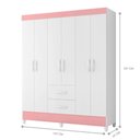 Ver imagem 3 de Guarda Roupa 6 Portas Cancun Branco Rosa