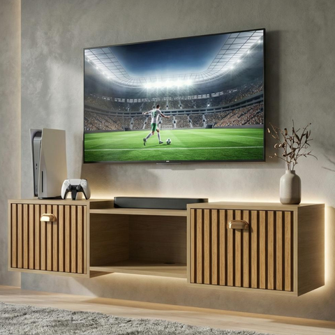 Rack Suspenso 1,20m Home Shop Design Minimalista Elegante com 2 Portas e Nicho - Varias Cores Cor:Fe
