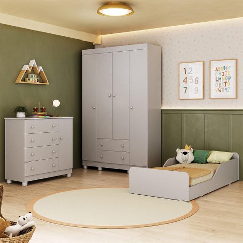Quarto Infantil Completo com Minicama Montessoriana e Colchão Incluso Allegra Multimóveis MP4891
