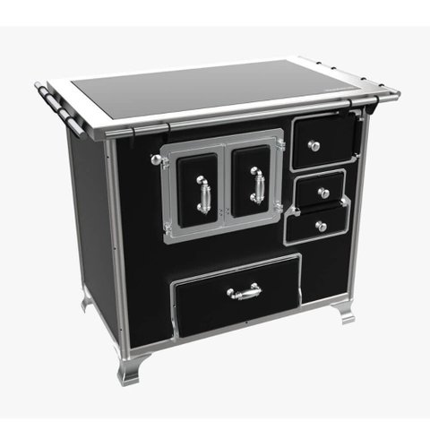 Fogão a Lenha Venâncio Vitrocerâmico N° 02 Gabinete e Porta Dupla Esquerdo Preto S/ Tampa Fl2gv