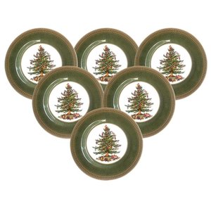 Conjunto de 6 Pratos de Sobremesa Celebrate Natalino Verde