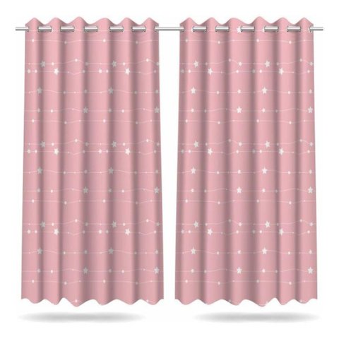 Cortina Infantil Quarto Menina Estrelas 2,60x1,50m Mod01
