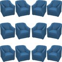 Ver imagem 1 de Kit 12 Poltronas Mila Pé de Plástico Cromado - Azul-marinho Suede