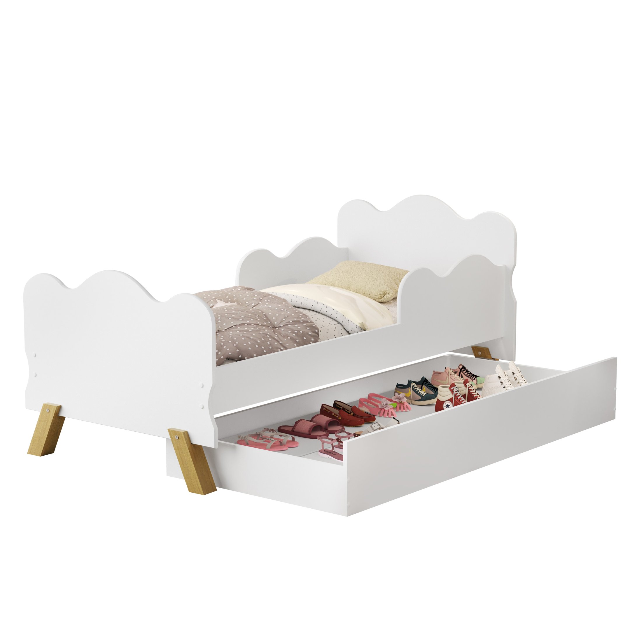 Mini Cama Bicama Infantil Angel com Auxiliar:branco