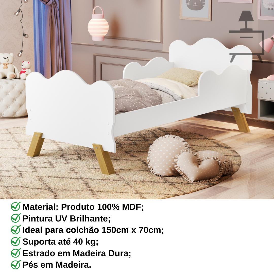 Mini Cama Bicama Infantil Angel com Auxiliar:branco - 4