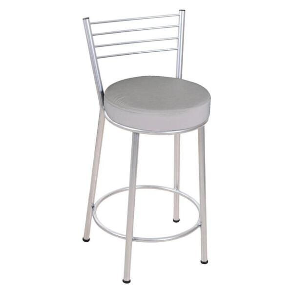 Banco Ferro 60cm Roma Prata/branco 3160 Metalnew - 1