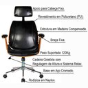 Ver imagem 3 de Kit 02 Cadeiras de Escritório Presidente Giratória com Regulagem de Altura Akon Pu Preto Gran Belo