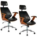 Ver imagem 1 de Kit 02 Cadeiras de Escritório Presidente Giratória com Regulagem de Altura Akon Pu Preto Gran Belo