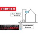 Ver imagem 3 de Bomba D'água Periférica Komeco 1/2 Cv Up30 Rotor Bronze Preta 60hz 110v/220v Irrigação Poço