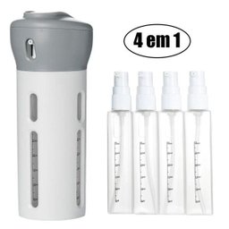 Dispenser Garrafa 4 Em 1 Loção Portátil Shampoo Gel Cremes Cinza Viagens - 2