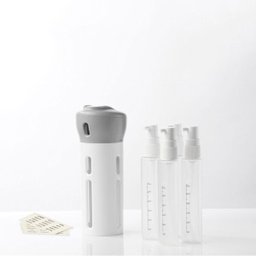 Dispenser Garrafa 4 Em 1 Loção Portátil Shampoo Gel Cremes Cinza Viagens - 5
