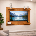 Ver imagem 1 de Painel Tv Suspenso 4 Prateleiras P/ Enfeites Moderno e Clean