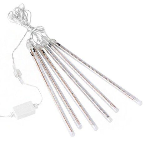 Cascata Chuva de Neve 180 LEDs Natal 6 Tubos Enfeite Natalino Pisca Pisca Iluminaçao Decoraçao