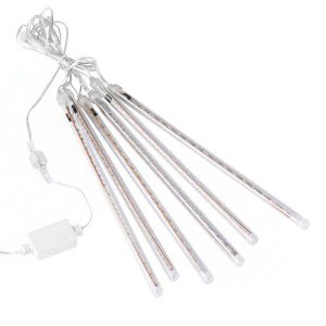 Cascata Chuva de Neve 180 LEDs Natal 6 Tubos Enfeite Natalino Pisca Pisca Iluminaçao Decoraçao