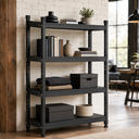 Ver mais imagens de Estante Industrial Modular 4 Prateleiras Aço Carbono MDF Preto 149 x 107 cm – Mad.U