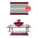 Ver imagem 2 de GABINETE DE VIDRO 90CM IQ INOX COM CUBA REDONDA - VERMELHO CEREJA