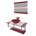 Ver imagem 1 de GABINETE DE VIDRO 90CM IQ INOX COM CUBA REDONDA - VERMELHO CEREJA
