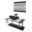 Ver imagem 1 de Gabinete de Vidro 90cm Iq Inox com Cuba Oval - Preto