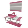 GABINETE DE VIDRO 90CM IQ INOX COM CUBA OVAL - ROSA - 1