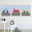 Ver imagem 3 de Kit 3 Quadros Decorativos Infantil - Motoristas Babys NO2 - 30x40 - Moldura Madeira