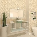 Ver imagem 1 de GABINETE DE VIDRO 90CM IQ INOX COM CUBA RETANGULAR - BRANCO