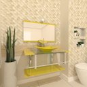 Ver imagem 1 de GABINETE DE VIDRO 90CM IQ INOX COM CUBA RETANGULAR - AMARELO