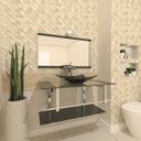 Ver imagem 1 de GABINETE DE VIDRO 90CM IQ INOX COM CUBA RETANGULAR - PRETO