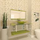 Ver imagem 1 de Gabinete de Vidro 90cm Iq Inox com Cuba Retangular - Verde Oliva