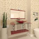 Ver imagem 1 de GABINETE DE VIDRO 90CM IQ INOX COM CUBA RETANGULAR - VERMELHO CEREJA