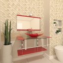 Ver imagem 1 de GABINETE DE VIDRO 90CM IQ INOX COM CUBA RETANGULAR - VERMELHO FERRARI