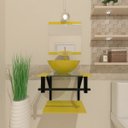 Ver imagem 1 de Gabinete de Vidro 40cm Ap com Cuba Redonda - Amarelo