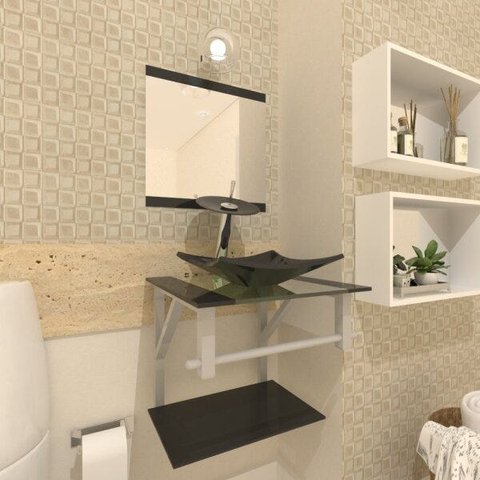 COMBO 2 EM 1 GABINETE DE VIDRO 40CM AC COM CUBA QUADRADA + TORNEIRA IBIZA - PRETO