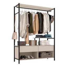 Guarda-roupa Solteiro Artefamol Barcelona Closet Preto-off-white - 2