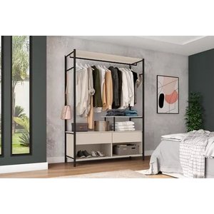Guarda-roupa Solteiro Artefamol Barcelona Closet Preto-off-white