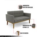 Ver imagem 3 de Poltrona Namoradeira Decorativa Karen Pés Fixo em Madeira Castanho Suede Grafite G19 - Gran Belo