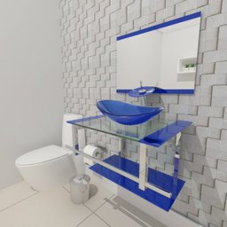 GABINETE DE VIDRO 60CM IQ INOX COM CUBA OVAL - AZUL ESCURO - 2