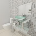 Ver imagem 1 de GABINETE DE VIDRO 60CM IQ INOX COM CUBA OVAL - BRANCO