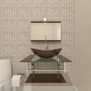 Ver imagem 2 de GABINETE DE VIDRO 60CM IQ INOX COM CUBA OVAL - MARROM