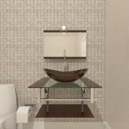 GABINETE DE VIDRO 60CM IQ INOX COM CUBA OVAL - MARROM - 2